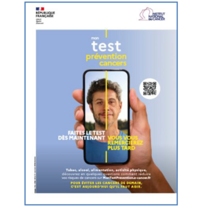 Affiche de présentation de ce test sur un téléphone portable et la photo d'un homme avant-après