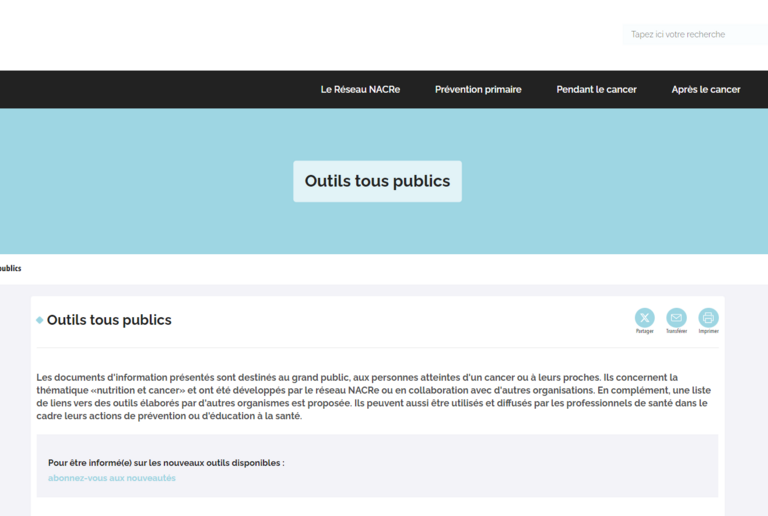 Visuel de la page d'accueil du site